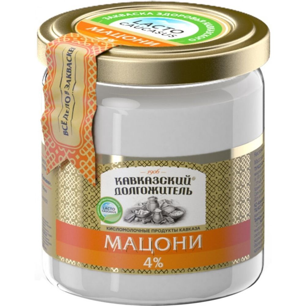 Мацони кисломолочный пр-т, Кавказский долгожитель, 4%, 400 гр