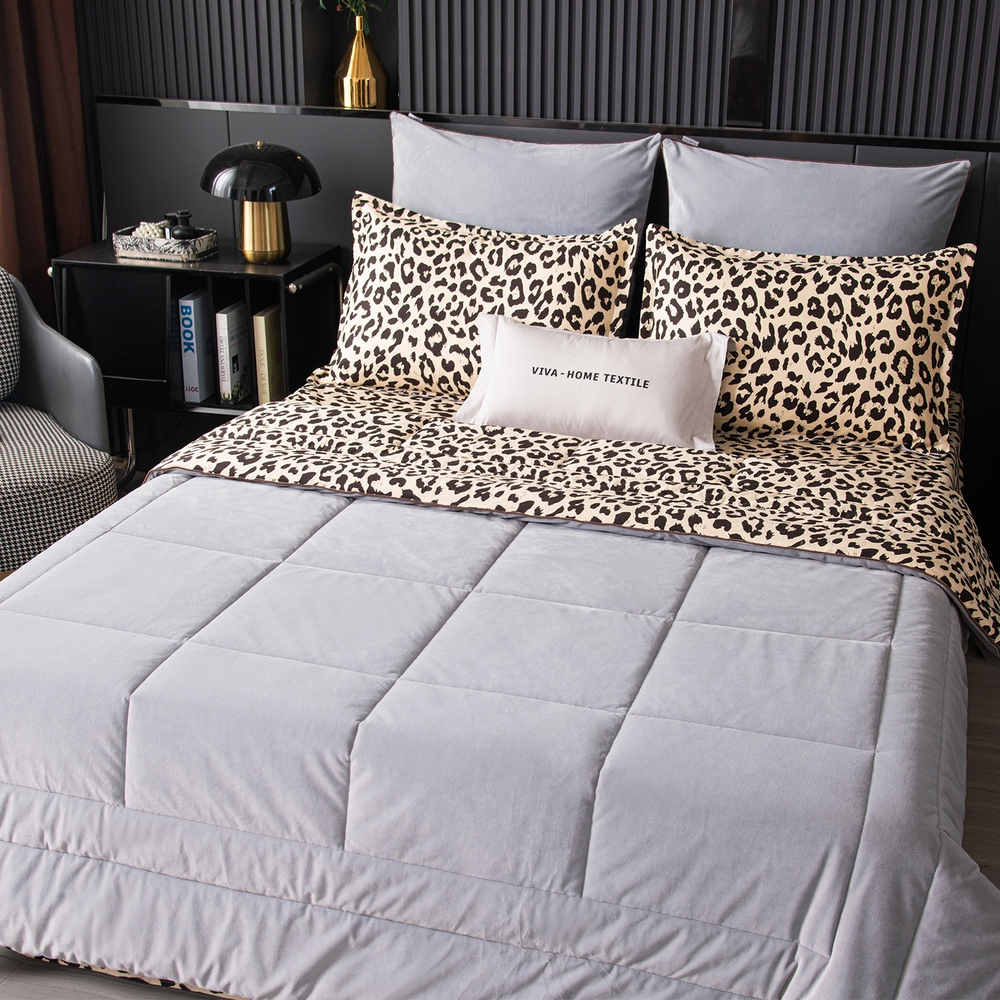 КПБ на резинке Сатин Velouria Luxe с Одеялом VLR001, Евро, 4 наволочки, простынь 140*200*25