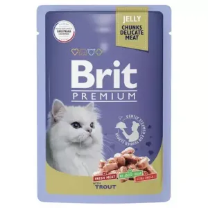 Набор паучей для кошек Brit Premium, Рыбное меню в соусе и желе, 14 шт х 85г