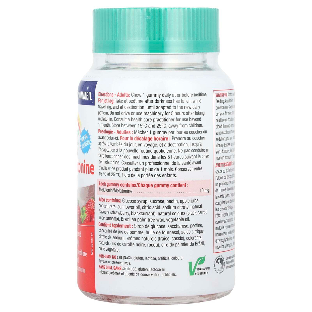 Jamieson Vitamins, Жевательные мармеладки с мелатонином, натуральная клубника, 10 мг, 45 вегетарианских жевательных таблеток