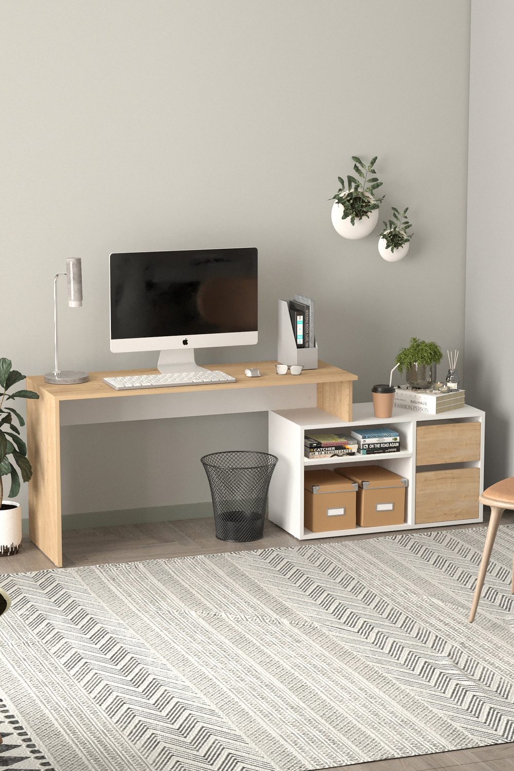 Многофункциональный рабочий стол 140х60 - дуб/антрацит