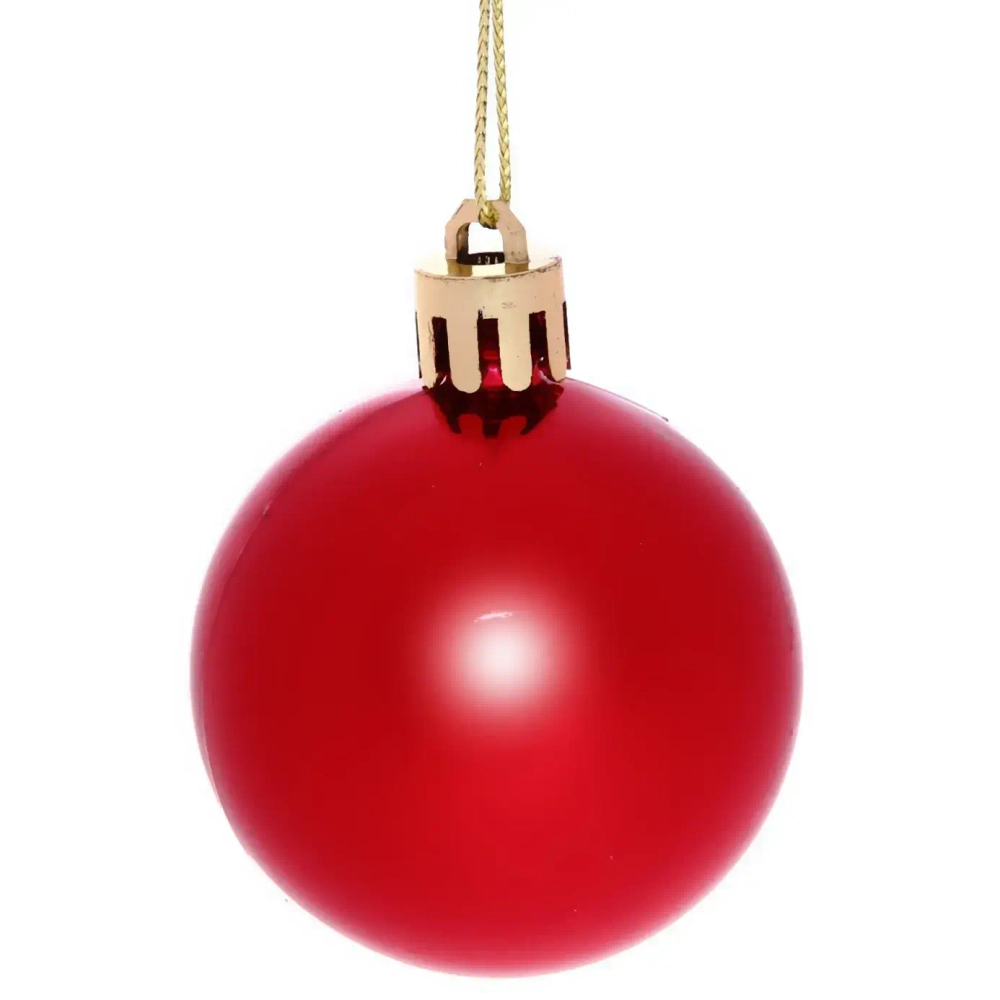 Новогодние шары 5 см (набор 24 шт) «Микс фактур», красный
