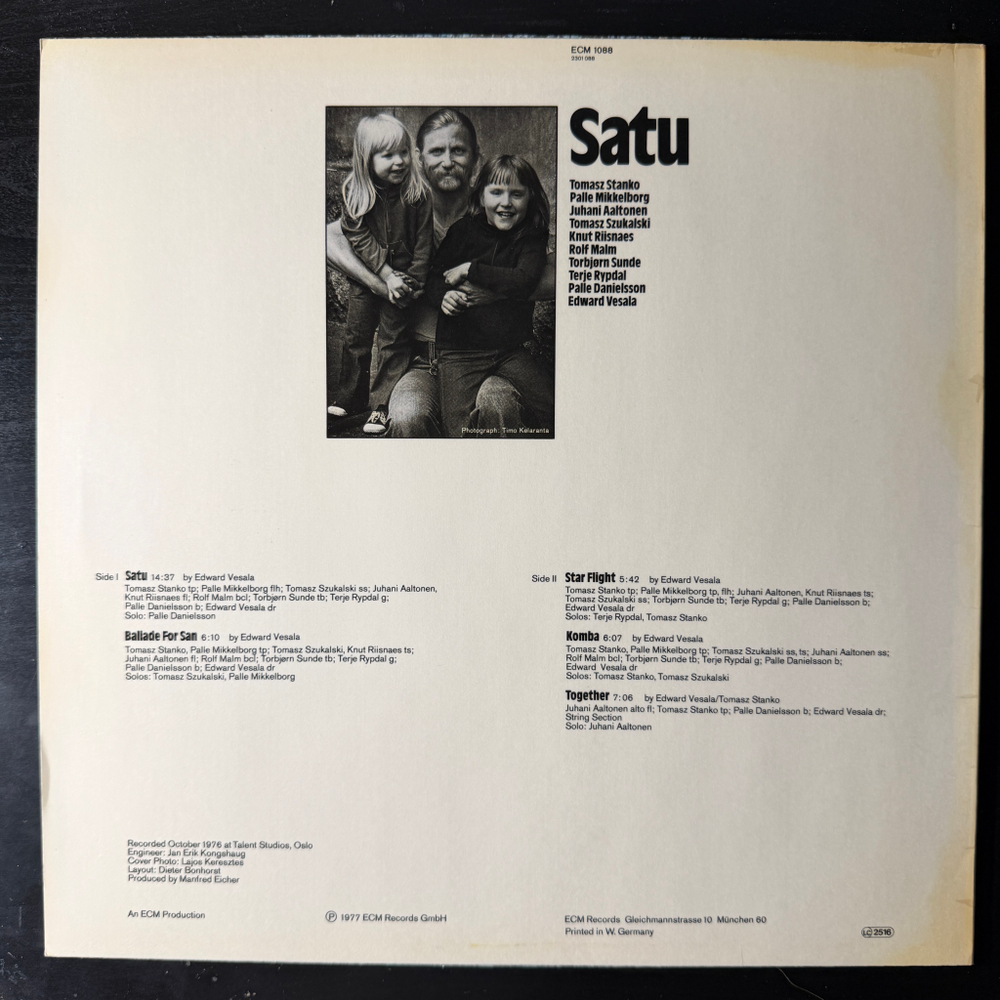 Edward Vesala ‎– Satu (Германия 1977г.) ECM
