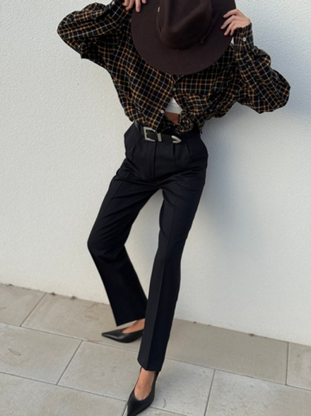 Брюки черничные прямые узкие