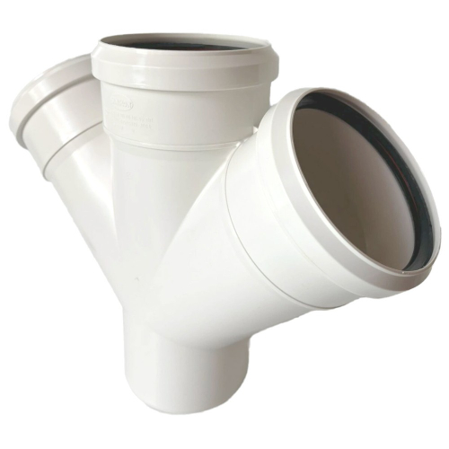 Крестовина одноплоскостная канализ. бесшумная ПП 50*50*50*45гр. мм с раструбом белая Синикон комфорт