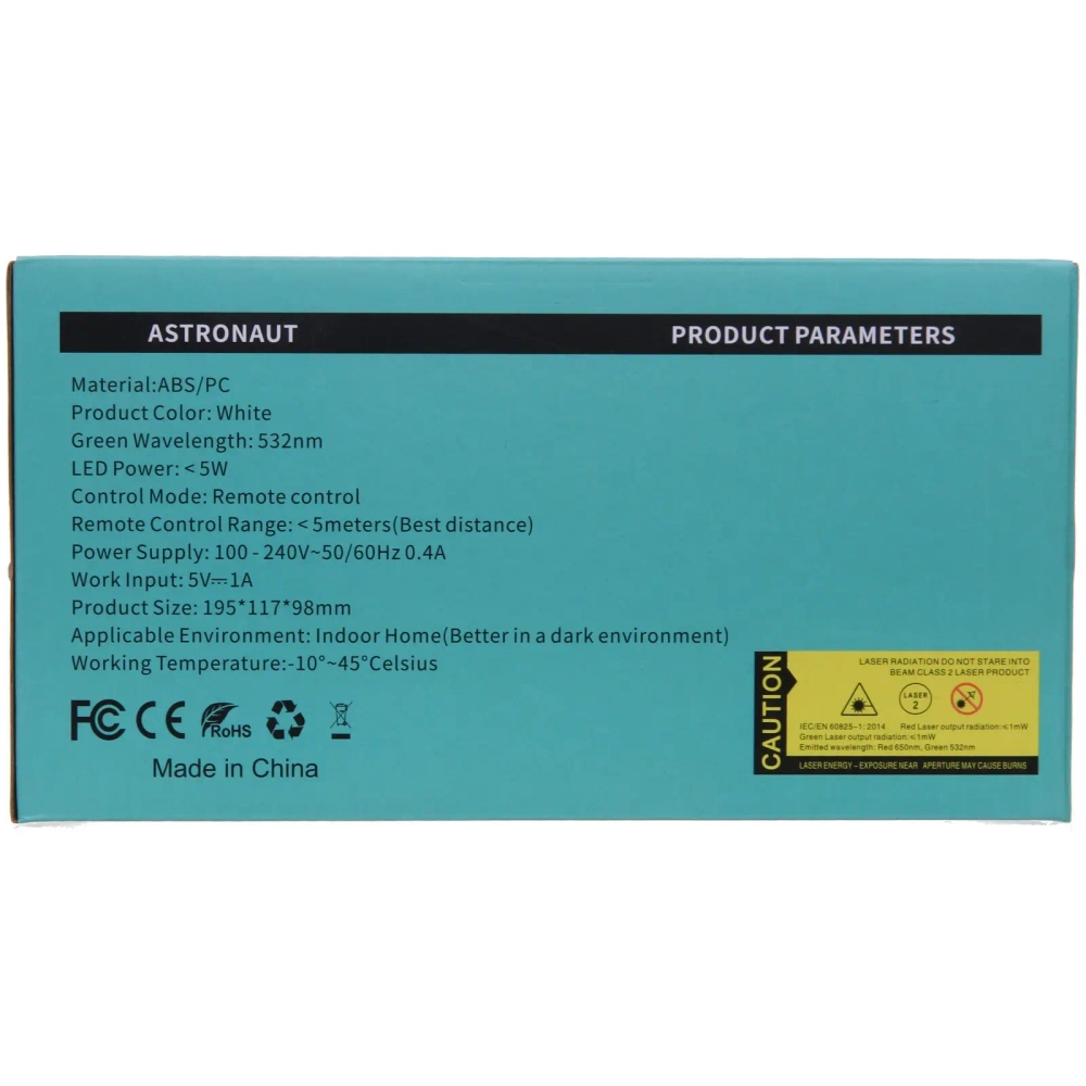Световой прибор Лазер для дома «Космонавт» 19*11*19 см, Bluetooth, TF Card, пульт д/у,, 8 режимов, USB (220V)
