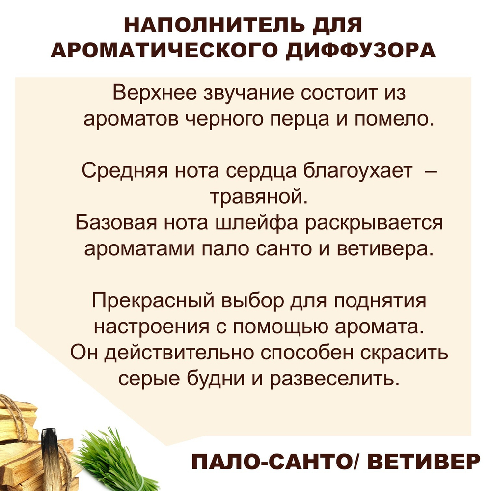Пало санто и ветивер - Наполнитель для ароматического диффузора