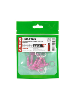 Наконечники кольцевые НКИ-Т 0.5-1.5 AWG(22-16) ?=10.5мм (10 шт) красные, , Max Вт ARNEZI A0110029