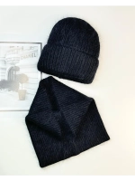 комплект шапка с шарфом- снуд зимний вязаный