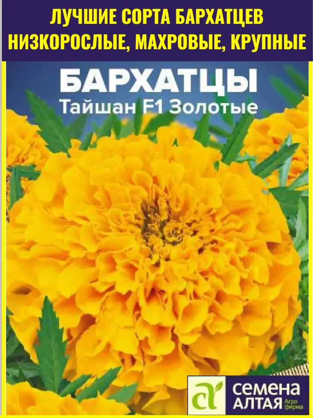 Семена цветов бархатцев Тайшан F1 Золотые 5 шт
