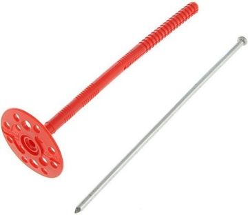 Дюбель гвоздь гриб 10х120 для изоляции с металл гвоздем, красный