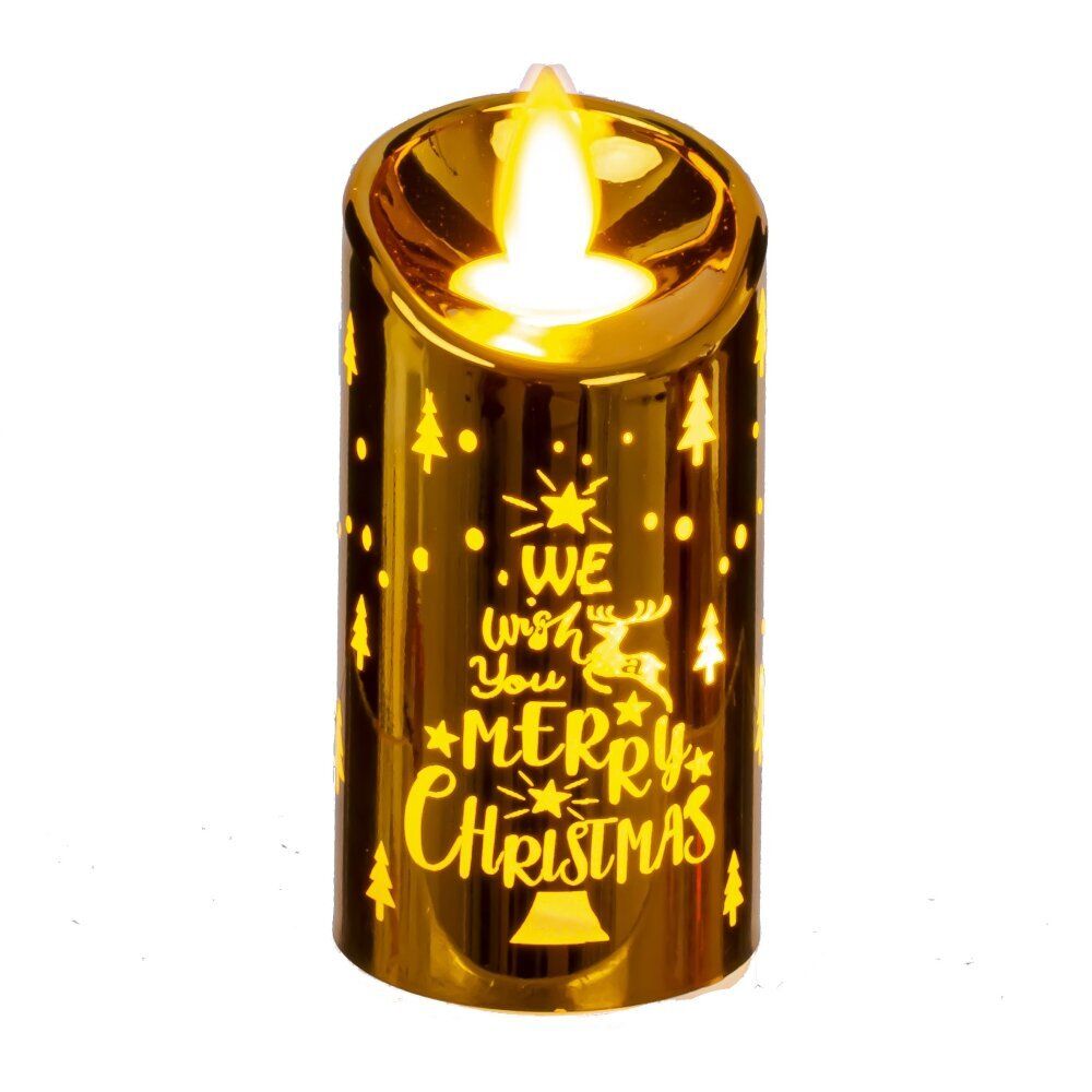 GAEM Изделие декоративное Свеча "Золотая елочка" (подсвет, LR44 х3шт) L4,7 W4,7 H9 см, блок из 12 шт