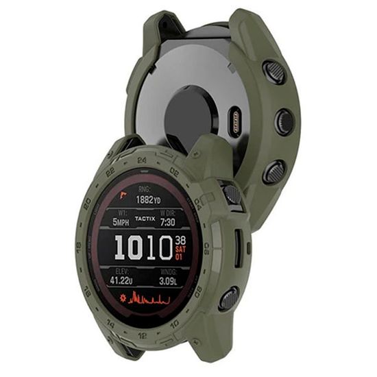 Защитный бампер чехол для часов Garmin Fenix 7X, Tactix 7 / 7 Pro, Enduro 2 материал TPU (Хаки)