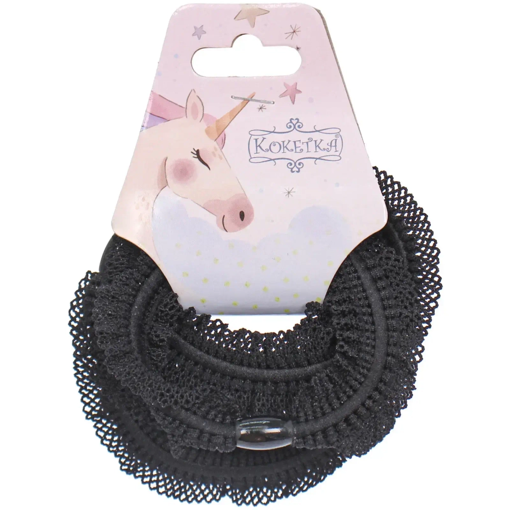 Резинки для волос в наборе 5шт «АЛИСА», цвет цвет черный, d-5,5см (Подвес Единорог)