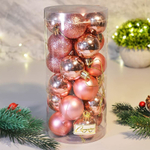 Шар новогодний 24шт 4см микс фактур, розовое золото