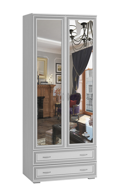 Шкаф двухстворчатый с зеркалом Ливорно ЛШ-23, ясень