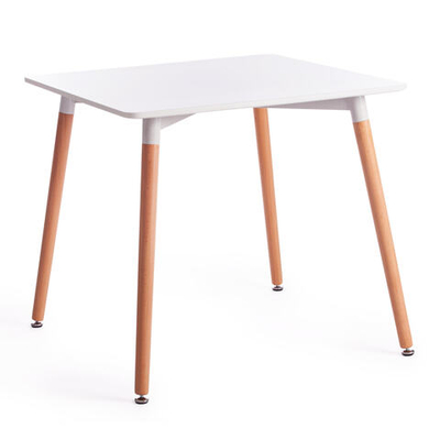 Стол JOHN (mod. T1003) МДФ/дерево, 80 х 80 х 75 см , White (Белый) / Natural (натуральный)