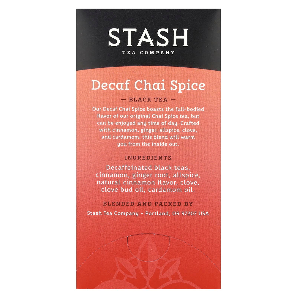 Stash Tea, Black Tea, чай без кофеина со специями, 18 чайных пакетиков, 33 г (1,1 унции)
