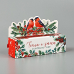 Коробочка для макаронс новогодняя «Снегири», 18 х 5.5 х 5.5 см