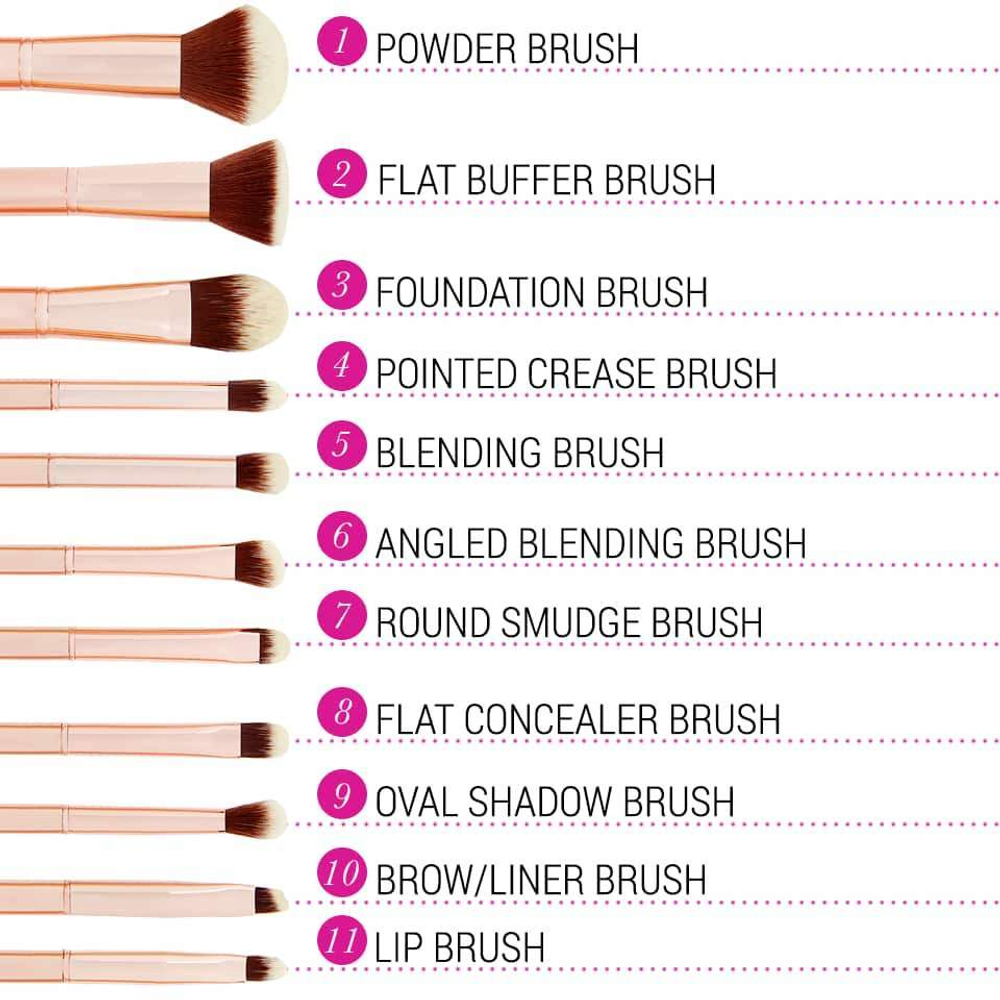 BH Cosmetics Metal Rose 11 Piece Brush Set