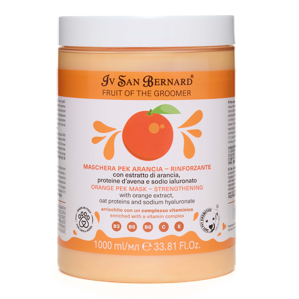 Маска Iv San Bernard Fruit of the Groomer Orange восстанавливающая для слабой выпадающей шерсти с протеинами овса 1000 мл