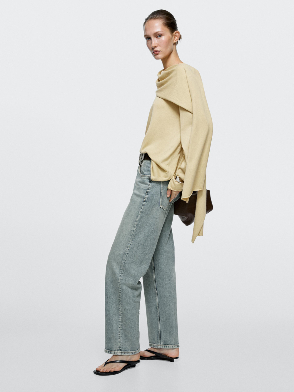 Massimo Dutti Джинсы прямого кроя со средней посадкой, светло-голубой