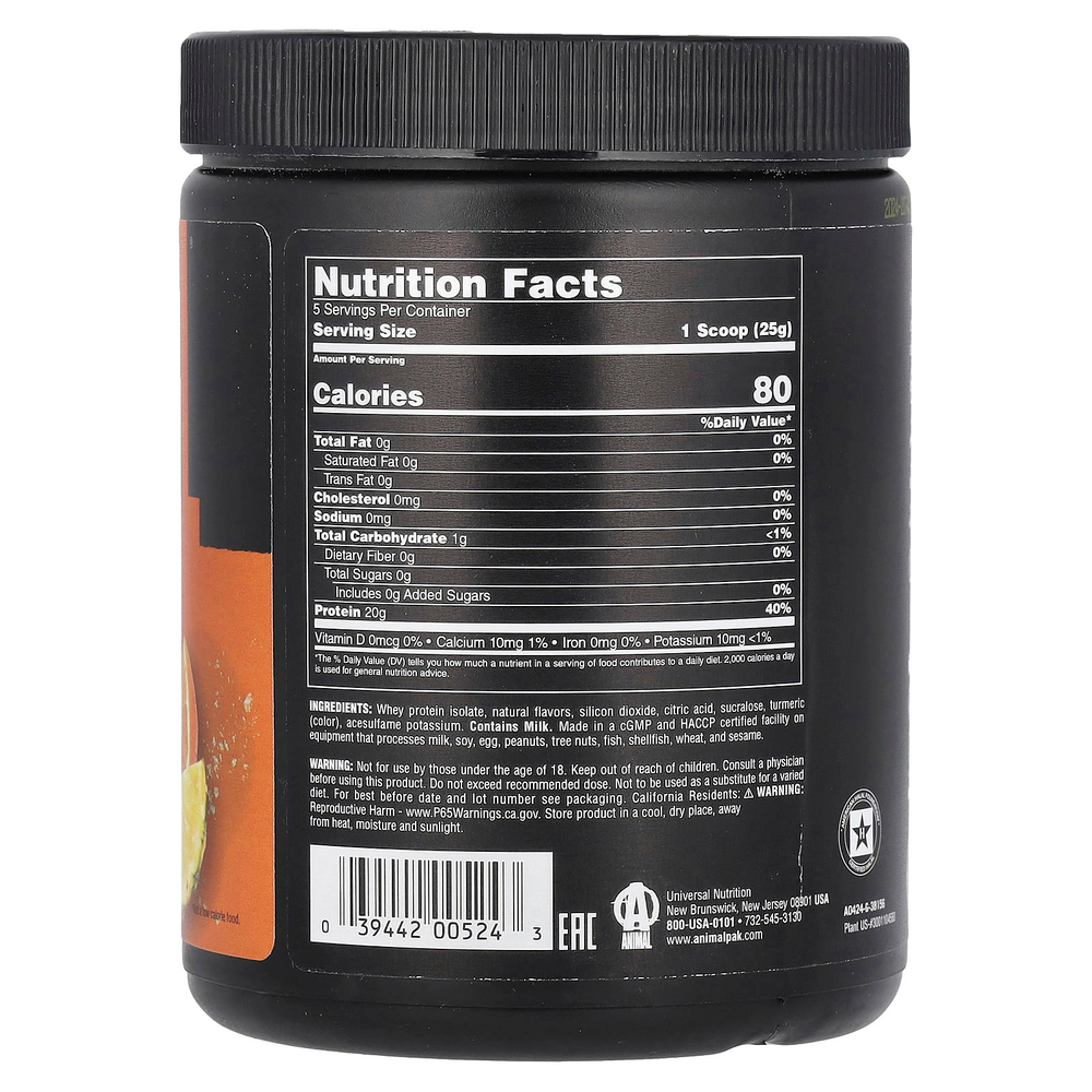 Animal, Clear, сывороточный изолят, со вкусом ананаса и апельсина, 125 г (0,27 фунта)