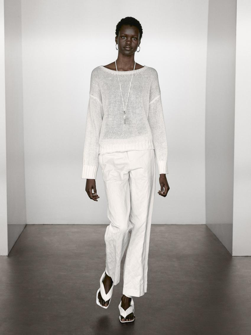 Massimo Dutti Свитер из 100% льна, белый