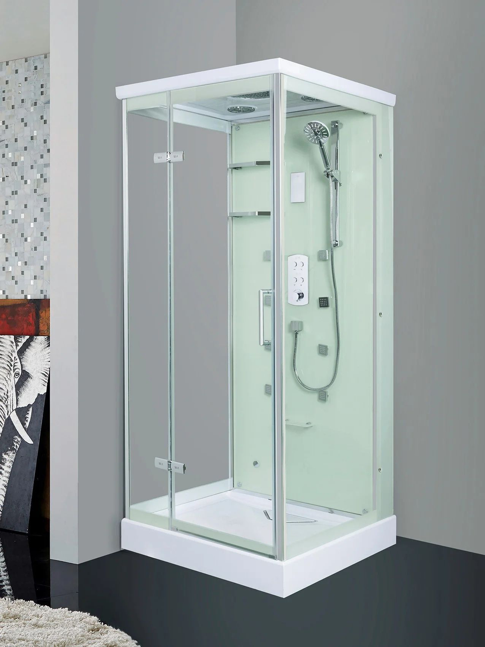 Душевая кабина WeltWasser  WW MAINE 90х90 L 90х90 см,  прозрачное стекло, поддон низкий, гидромассаж, левосторонняя