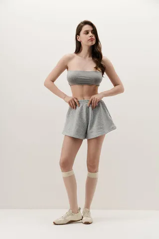 Топ-бандо из вискозы цвета серый меланж
