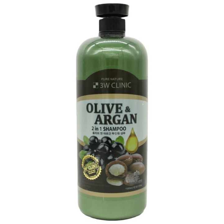 Шампунь 3W Clinic Olive and Argan 2 in 1 Shampoo Олива и Аргана 1500 мл