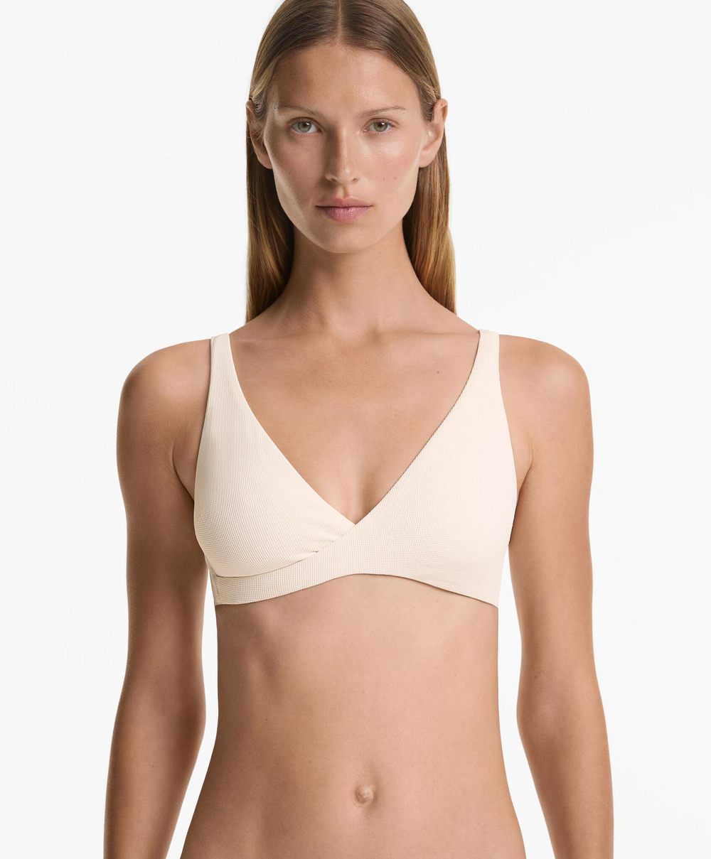 OYSHO Топ бикини с перекрещенными бретельками Piqué, экрю