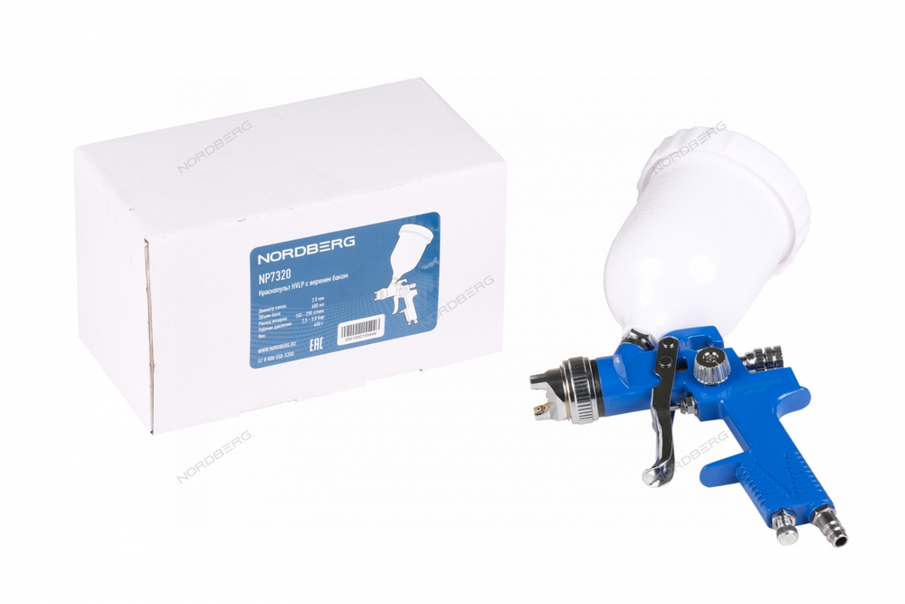 Краскопульт HVLP с верхним бачком, сопло 2 мм NORDBERG NP7320
