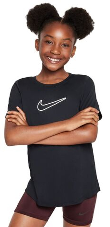 Футболка для девочки теннисная Nike Kids One Fitted Dri-Fit Short Sleeve - черный