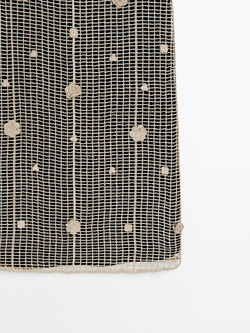 Massimo Dutti Юбка миди с цветочной вышивкой, кремовый