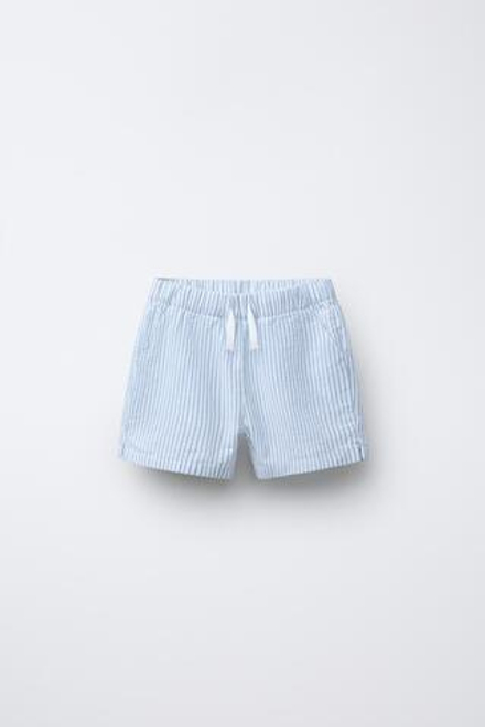ZARA ШОРТЫ-БЕРМУДЫ В ПОЛОСКУ, ЗЕЛЕНЫЙ/ЭКРЮ
