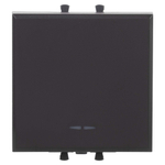 Выключатель одноклавишный модульный, "Avanti", "Черный матовый", 2 модуля