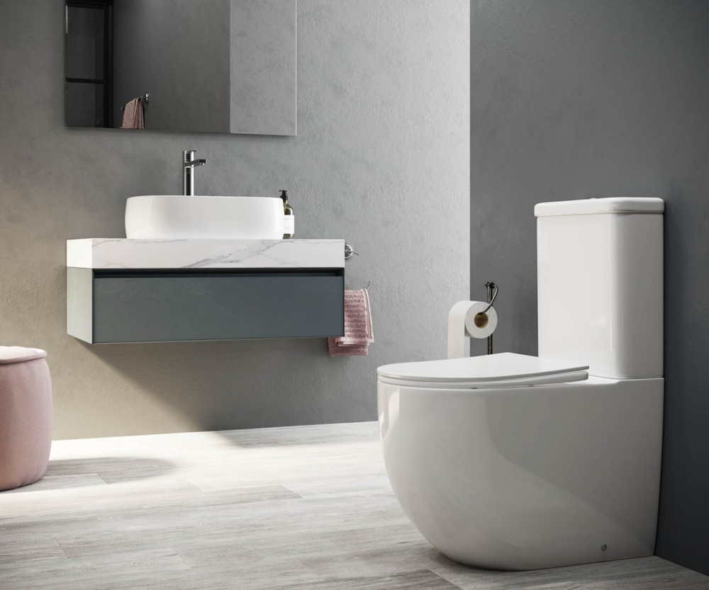 Унитаз-компакт безободковый Ceramica Nova Mia CN1801-B с крышкой-сиденьем микролифт, белый глянец