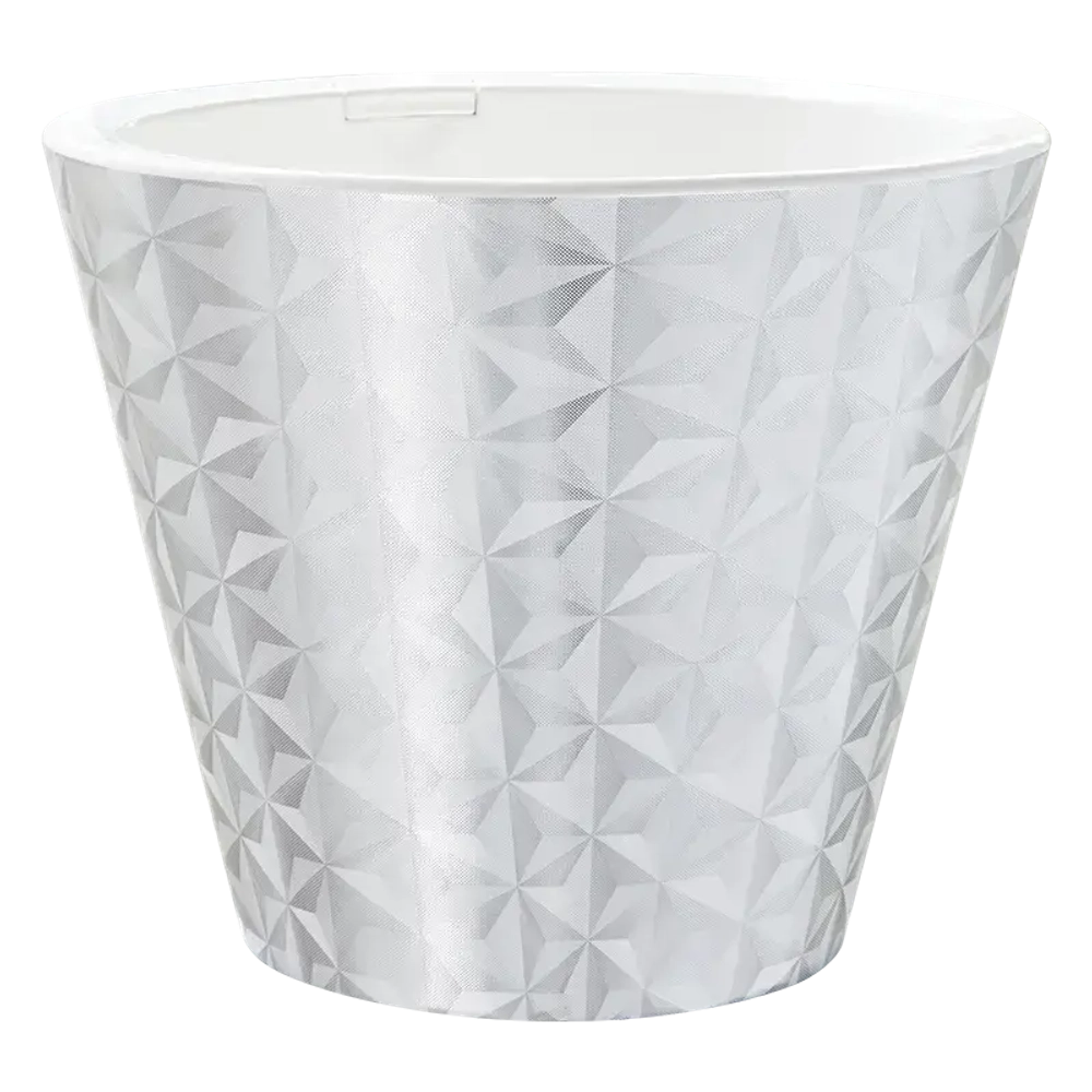 Кашпо для цветов пластиковое 3л d-19 см «Грани» Белый (фольга)