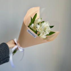 Букет из белых тюльпанов и альстромерии