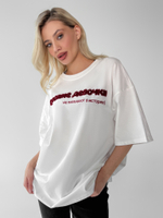 Футболка JN 5302 однотонная удлиненная с надписью Хорошие девочки