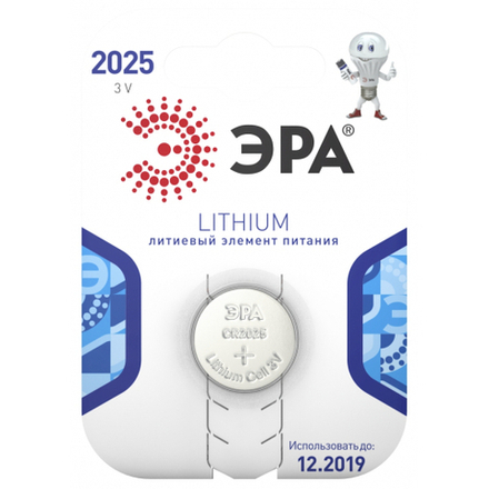 Батарейки ЭРА CR2025-1BL Lithium