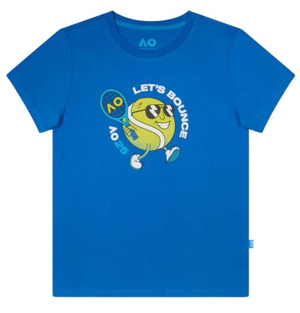 Футболка для девочки теннисная Australian Open Let's Bounce - небесный