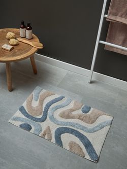 Коврик для ванной Flow серо-синего цвета из коллекции Ethnic, 50x80 см