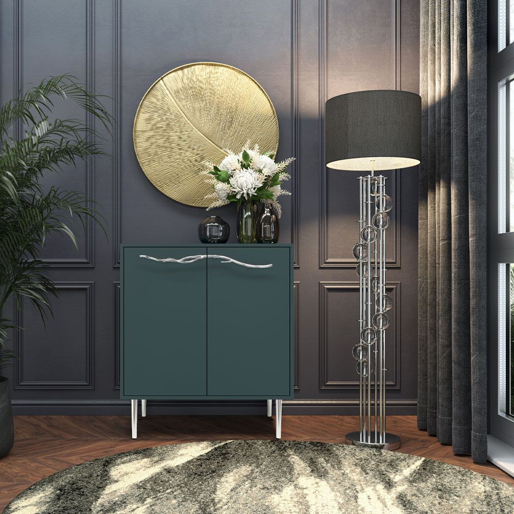 Комод Арт Колор matte Стайл Сильвер с 2 полками Зеленый бирюзовый матовый