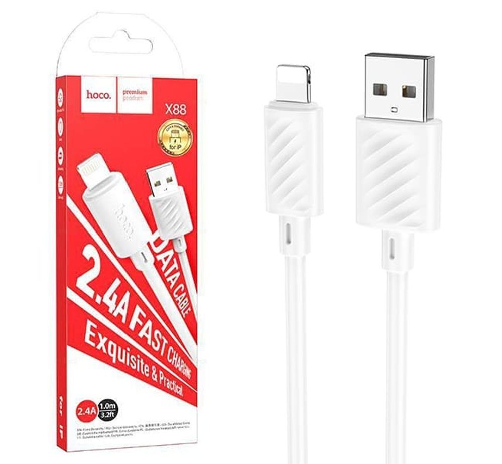 Кабель USB - Lightning HOCO X88 (белый) 1м