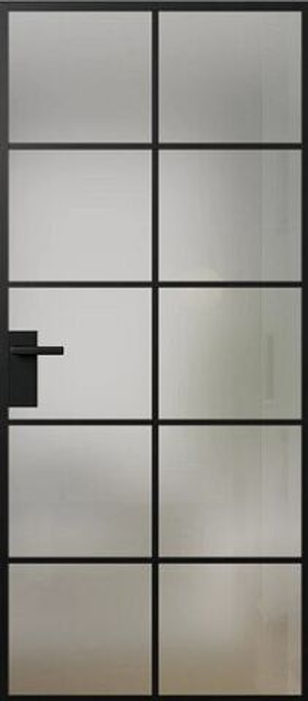 Межкомнатная дверь Фрамир A-Line 10 PO Триплекс оптивайт матовый Черный (алюминиевый профиль)