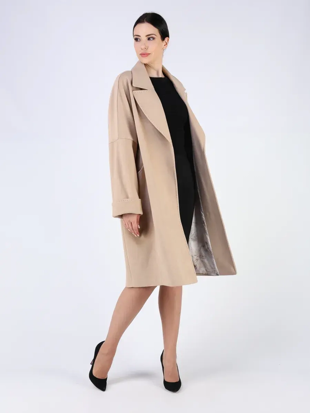 Пальто демисезонное оверсайз с поясом