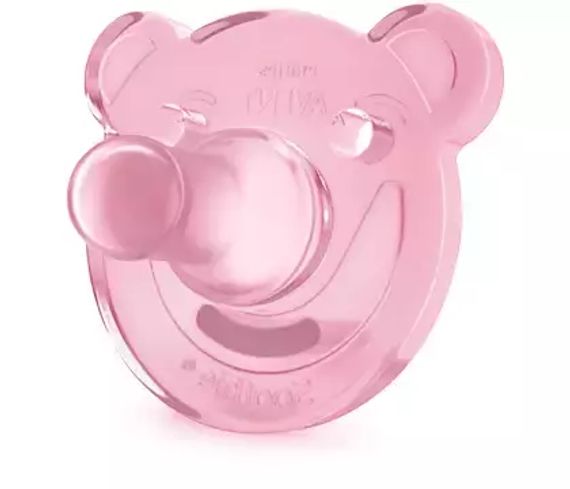 Əmzik\ Цельно-силиконовая пустышка &quot;Мишка&quot;для девочек, 0-3 мес. 2 шт