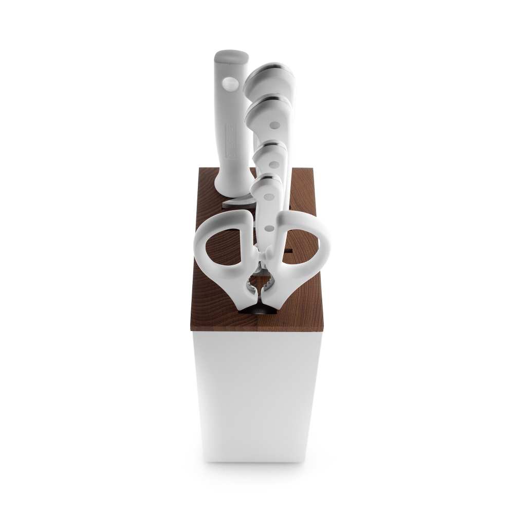 Набор ножей 4шт с ножницами и мусатом в подставке Wuesthof White Classic